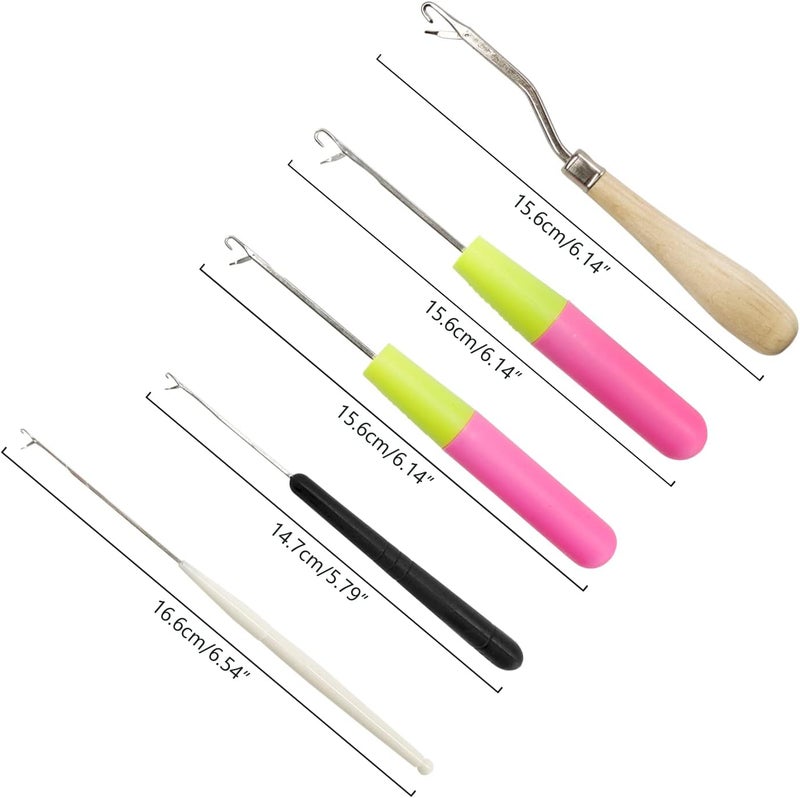 HSYMQ 5PCS Latch Hook, Different Sizes Small Crochet Hooks Needle for Hair - Image 4
